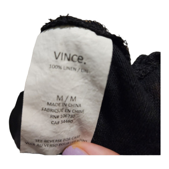 Vince linen dolman sleeves blouse size medium black - Picture 5 of 7